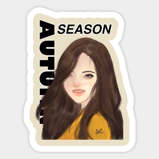 Autumn Season Girl Sticker